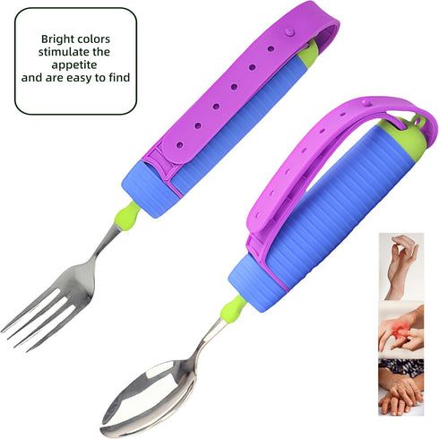 Set,Left Weakness,Arthritis,Stroke,Parkinson,360 Bendable Adaptive Utensils Spoons Forks and Right Handed, for Hand