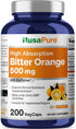 NusaPure Bitter Orange 500mg 200 Veggie Caps - Vegetarian, Non-GMO, Gluten Free