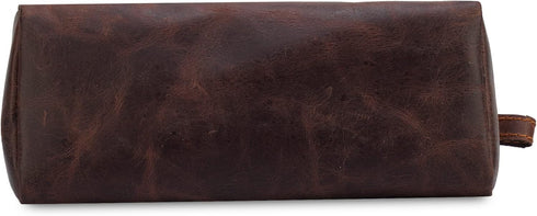 Makeup Bag for Travel - Slim Stylish Design, Genuine Leather Stationary Bag Fits in All Purses & Bags