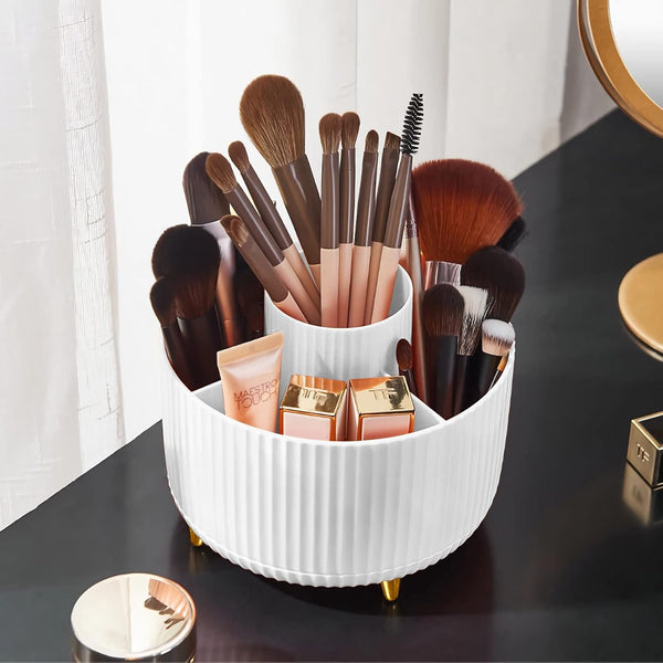 Makeup Brush Holder Organizer, 360° Rotating Cup for Cosmetics, Nail Polish, Bathroom Vanity Desktop Organizer
