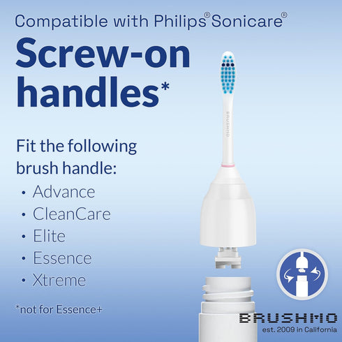 Compatible with Philips Sonicare E Series HX7022 HX7023 HX7052 Sensitive Gum Care Extra Soft Bristle Replacement Toothbrush Heads Fit Essence, Xtreme, Elite, Advance Screw-on, BM756, 6pk - Brushmo