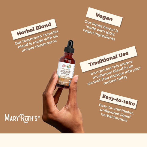 MaryRuth Organics USDA Organic Mushroom Complex | NonGMO, Vegan Herbal Liquid Drops Supplement with Lion's Mane, Reishi