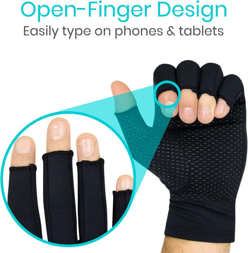 Vive Fingerless Arthritis Gloves for Men & Women, Copper Infused Fabric for Therapeutic Compression