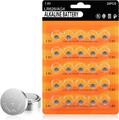 kunying 25 Pack LR626 Battery, AG4/377/SR626SW Watch Battery Coin Cells for Watches Calculators