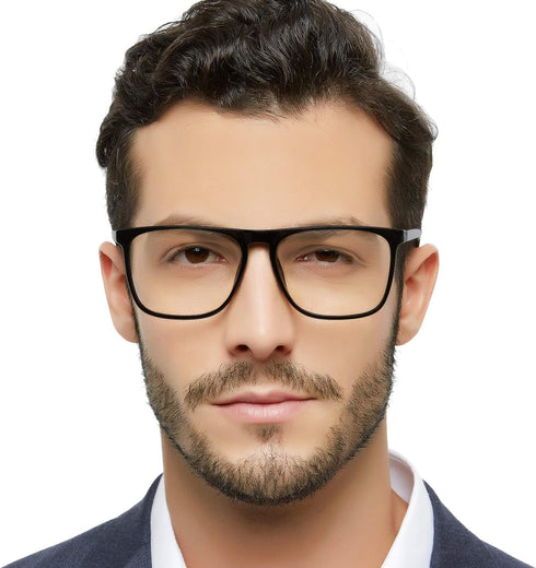 MARE AZZURO Men Reading Glasses 3.0 with Spring Hinge Rectangular Eyeglasses for Reading for Father +3.00