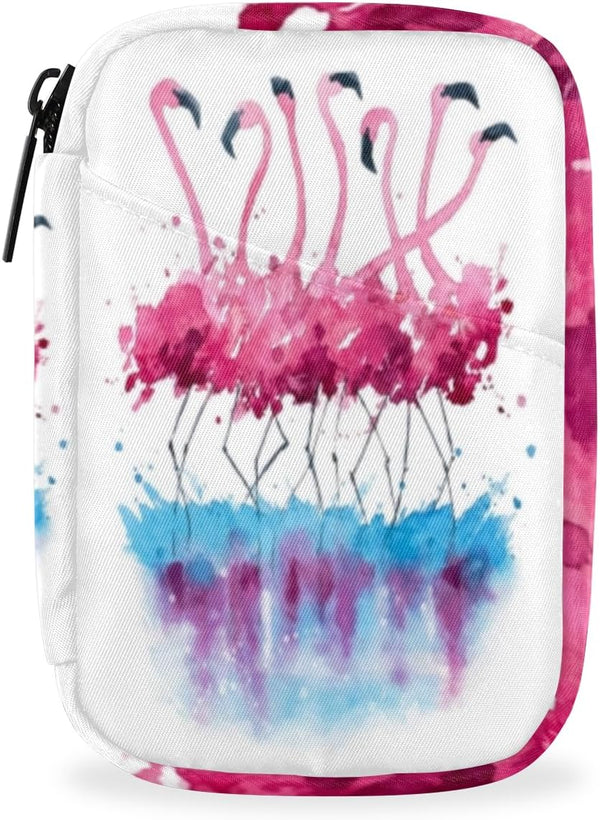 QsirBC Watercolor Flamingo Daily Pill Organizer Travel Medicine Container Holder Bag Weekly Pills