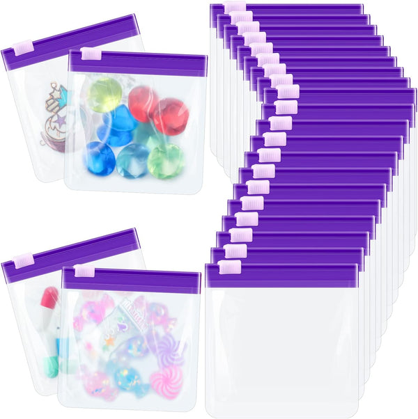 24 Pieces Zippered Pill Pouch Set, Reusable Translucent Medicine Organizer, Purple