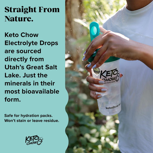 Keto Chow Electrolyte Hydration Drops for Keto Diets & Intermittent Fasting, Unflavored, 18.6 fl oz