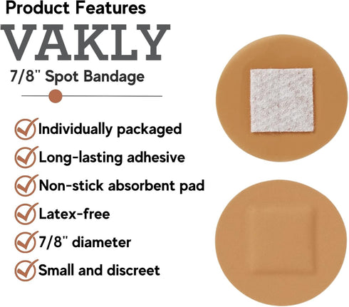 200 Spot Bandages, Small Sheer Plastic Adhesive Dots with Non-Stick Pad, Sterile Tiny Round for Small Wounds