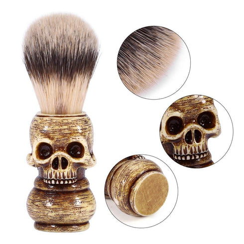 ZJchao Shaving Brush, Skull Head Shaped Handle Beard Shaving Brush for Men, Gifts for Dad Boyfriend