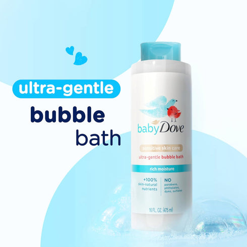 Baby Dove Bubble Bath, Rich Moisture for Sensitive Skin Care, 16 oz