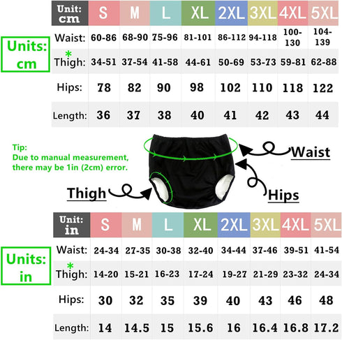 AQX Adult Cloth Diaper Cover for Incontinence - Waterproof Leakproof Reusable Washable Pull Up Pants (No Cotton Inside,