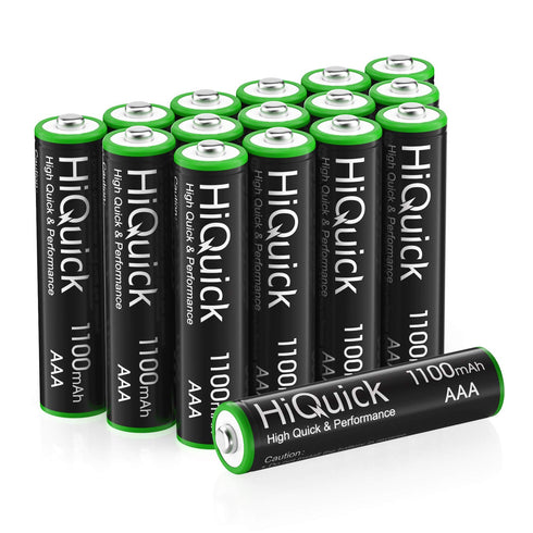 HiQuick Rechargeable Batteries AAA 1100mAh High Capacity Performance 1.2V, 16 Counts, Pre-charged Ni-MH