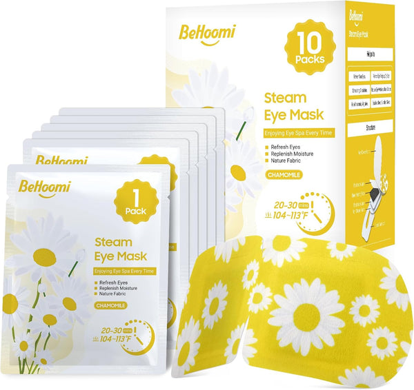 Steam Eye Mask, 10 Packs CHAMOMILE Heated Eye Mask, Self Heating Disposable SPA Warm Compress