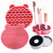 Silicon Makeup Brush Cleaner Mat with Brush Drying Manual - Cosmetic Brush Cleaning Pad + Quick Color Removal Sponge