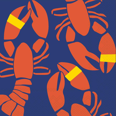 IHR Ideal Home Range Cocktail Napkins Disposable 3-Ply Paper Party Supplies, 5" x 5", Lobster Bands,