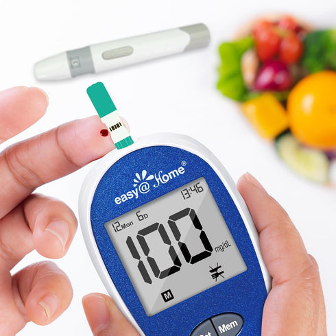 Easy@Home Blood Glucose Monitor Kit, Diabetes Testing Kit with 1 Lancing Device, 100 Test Strips & Lancets for Home Use