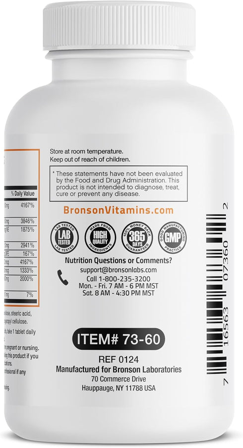 Bronson Super B Vitamin B Complex, Sustained Slow Release, Contains All B Vitamins, 60 Tablets