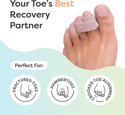 Hammer Hammertoe 4 Count ZenToes Toe Corrector for Women & Men - Reusable Fabric Buddy Wraps for Broken Toes