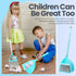 Mini Broom and Dustpan Set for Kids, 3 Pcs Toddler Cleaning Set in Yellow, Red, Green - Small Cleaning Set for Kitchen,