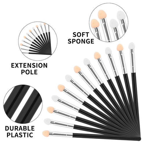 12 Pcs Long Eyeshadow Applicators Sponge Eyeshadow Brush Sets, Reusable Professional Makeup Brushes Set for Women, Eyeshadow Sponge Applicator Brush Eyeshadow Makeup Tool