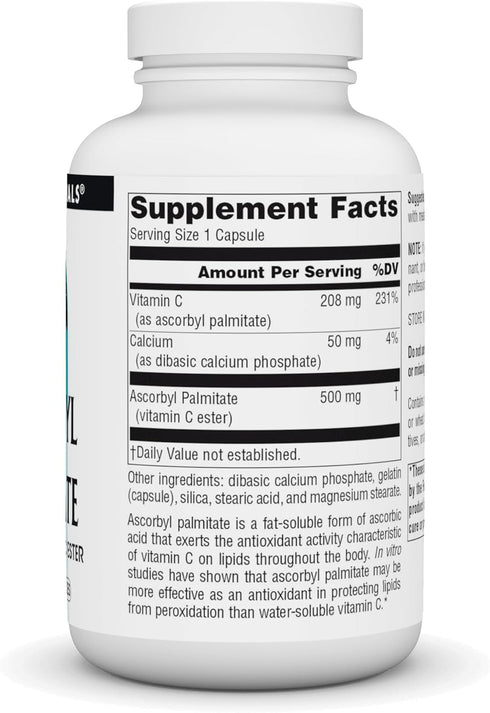 Source Naturals Ascorbyl Palmitate 500mg Fat-Soluble Vitamin C Ester Supplement - 180 Capsules