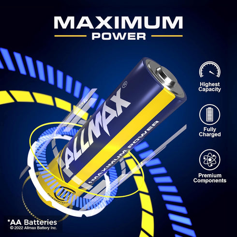 Allmax AA Maximum Power Alkaline Double A Batteries (36 Count) – Ultra Long-Lasting, 10-Year Shelf Life, Leakproof Design, Maximum Performance – 1.5V