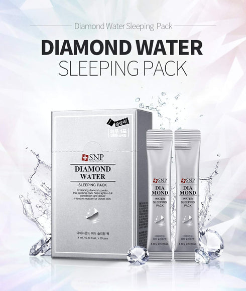 SNP Diamond Water Sleeping Pack - 20 Pack Brightening & Tightening Masks for All Dry Skin Types