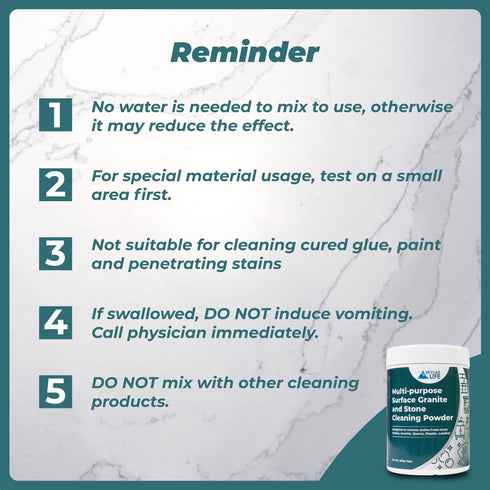Skylarlife Multi-purpose Surface Stone Cleaning Powder, 200g for Rust, Oil Stains on Marble, Granite, Quartz