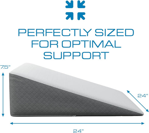 Kolbs 7.5" Bed Wedge Pillow for Sleep Apnea, FSA Eligible Acid Reflux, and Back Pain Relief, with Chic Jacquard Cover