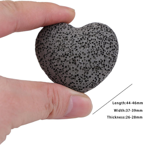 Set, 1.7 Inches, 5 rockcloud Black Lava Rock Stone Heart Shape Pocket Stones Dyed Lava Rocks Aromatherapy Essential Oil