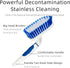 2-Pack Scrub Brush with Long Handle, Medium Firm Bathroom Cleaning Supplies for Kitchen or Carpet, White & Blue