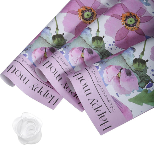 HYSSINOWRAP 20 Sheets Mother's Day Gift Paper, DIY Crafts, Gift Packaging Size 11.8 * 19.7 Inch (Purple)