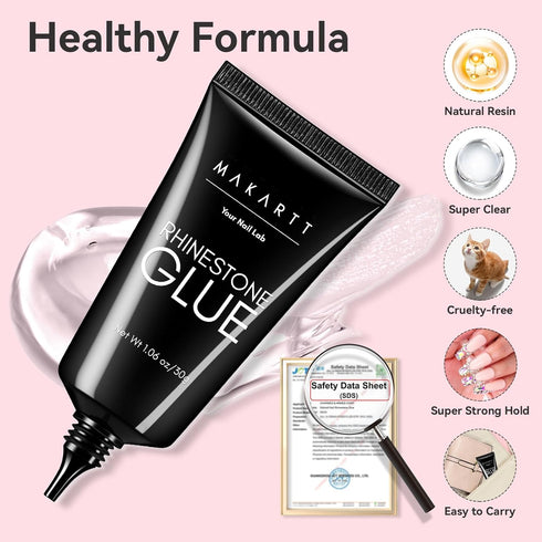 Makartt Nail Rhinestone Glue - Super Strong Gel Nail Glue for Nail Charm 3D Nails Bling Gel (30ML)