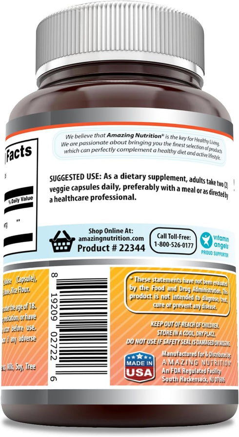 Amazing Formulas Berberine 1200 mg Per Serving Veggie Capsules, Non-GMO, Gluten Free, 60 Count