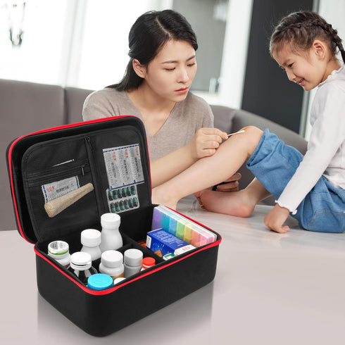 Yewltvep Pill Bottle Organizer, Medicine Organizer Box, Travel Medicine Bottle Organizer Storage, Hard Shell First Aid