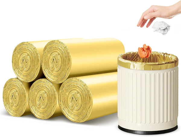 5 Rolls Small Trash Bags, 2.6 Gallon, 100 Count, Durable Plastic Bags for Kitchen Office Home