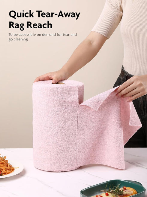 Microfiber Cleaning Cloth Roll -75 Pack, Tear Away Towels, 12" x 12", Reusable Washable Rags (Pink) by Fantasticlean