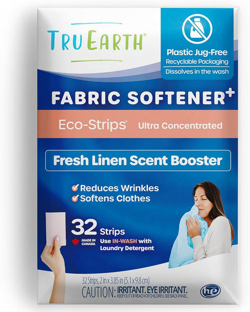Tru Earth Fabric Softener Strips for Washing Machine, Fresh Linen Scent Booster, Alternative to Liquid and Pods, Up to
