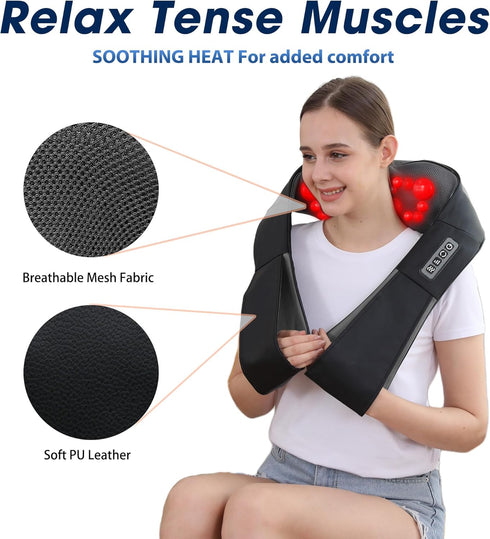 Shiatsu Neck and Back Massager with Heat, Electric Deep Tissue Kneading for Neck and Shoulder Pain Relief, Best Gifts