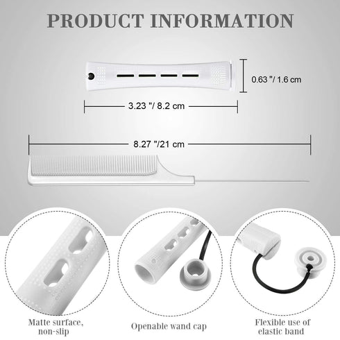 WILLBOND 36 Pieces Cold Wave Rod Hair Perm Rods with Steel Rat Tail Comb for Hairdressing Styling