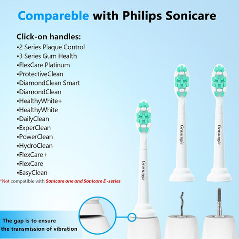 Replacement Toothbrush Heads for Philips Sonicare - Medium Softness Bristles, 10 Brush Heads Refill, White