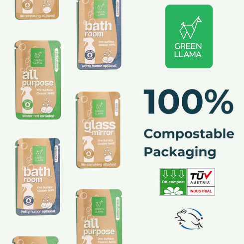 Eco-Friendly All-Purpose Lemongrass Cleaning Spray - 16oz Reusable Glass Bottle & Refill Tablet, Biodegradable