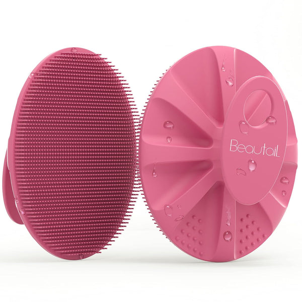 Silicone Body Scrubber, Gentle Exfoliating Shower Bath Wash Brush for Sensitive Skin, Easy to Clean, 1 Pack, Pink