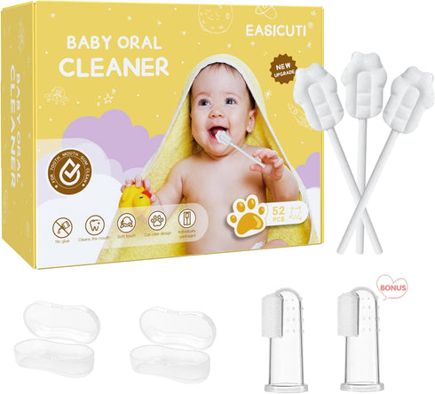 EASICUTI Upgrade Baby Tongue Cleaner, 52PCS Newborn Baby Toothbrush, Disposable Infant Oral Cleaner