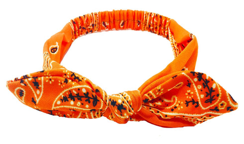 Orange Knotted Bandana Headbands and Scrunchies for Women and Girls