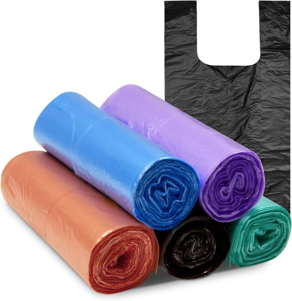 5 Rolls 100 Counts 4 Gallon Handle-Tie Small Trash Bags, Little Garbage Bags for Bathroom, Kitchen, Office