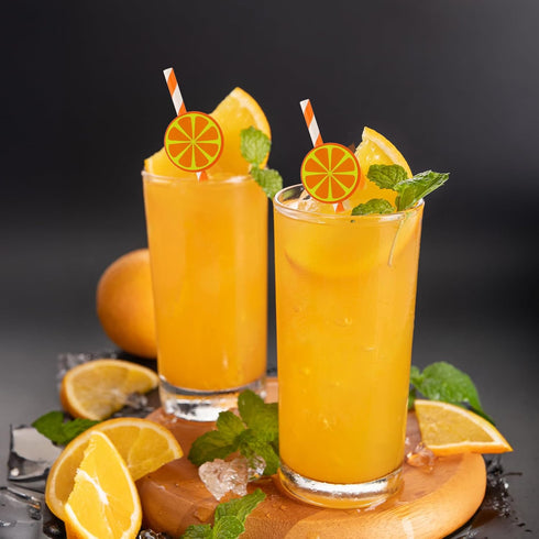 Zyghjort 30 Orange Straws, PCS Orange Striped Paper Straws Disposable Striped Straws Orange and White Paper Drinking
