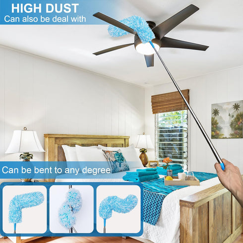 4 Upgraded 55-inch Long Microfiber Dusters with Telescopic Handle, Durable Fibers, Perfect for Household, Office, Car