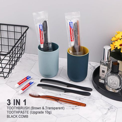 100 Pack Disposable Toothbrushes with Toothpaste and Comb, Individually Wrapped, Travel Size for Homeless, Hotels